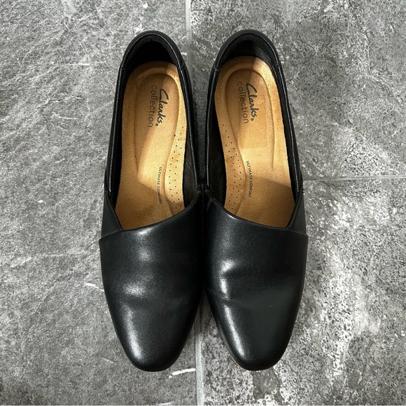 Clarks Juliet Palm Loafer Black Slip On Stacked Heel Size 11 Leather Loafer Fall - Picture 5 of 13